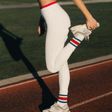 Fancy FitFlow Double Lined Leggings - White/ Crimson Red