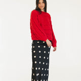 Catie Braided Knit Sweater Top - Red