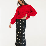 Catie Braided Knit Sweater Top - Red