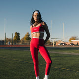 Fancy FitFlow Double Lined Leggings - Crimson Red/White