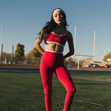 Fancy FitFlow Double Layered Athletic Bra - Crimson Red/White