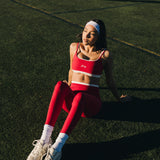 Fancy FitFlow Double Layered Athletic Bra - Crimson Red/White