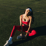 Fancy FitFlow Double Layered Athletic Bra - Crimson Red/White