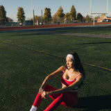 Fancy FitFlow Double Layered Athletic Bra - Crimson Red/White