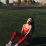 Fancy FitFlow Double Layered Athletic Bra - Crimson Red/White