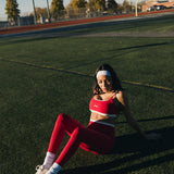 Fancy FitFlow Double Lined Leggings - Crimson Red/White