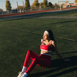 Fancy FitFlow Double Lined Leggings - Crimson Red/White