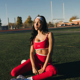 Fancy FitFlow Double Layered Athletic Bra - Crimson Red/White