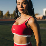 Fancy FitFlow Double Lined Leggings - Crimson Red/White