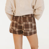 Victoria Mini Skort - Taupe Plaid
