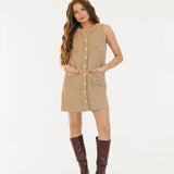 Kasey Tweed Mini Dress - Taupe