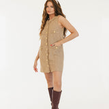 Kasey Tweed Mini Dress - Taupe