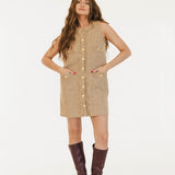 Kasey Tweed Mini Dress - Taupe