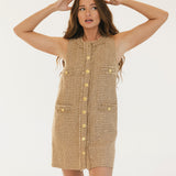 Kasey Tweed Mini Dress - Taupe