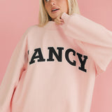 Fancy Oversized Fleece Mockneck - Blush Pink