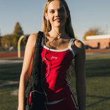 Fancy FitFlow Outline Tank - Crimson Red/White