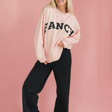 Fancy Fleece Wide Leg Sweatpants - Charcoal Gray