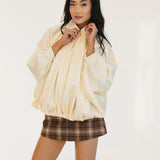 Bev Solid Puffed Bomber Loose Jacket - Beige