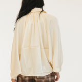 Bev Solid Puffed Bomber Loose Jacket - Beige