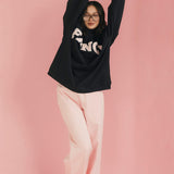 Fancy Fleece Wide Leg Sweatpants - Blush Pink