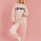 Fancy Fleece Cuffed Leg Sweatpants - Blush Pink