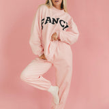 Fancy Fleece Cuffed Leg Sweatpants - Blush Pink