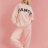 Fancy Fleece Cuffed Leg Sweatpants - Blush Pink
