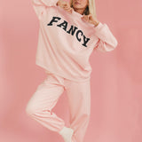 Fancy Fleece Cuffed Leg Sweatpants - Blush Pink