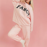 Fancy Fleece Cuffed Leg Sweatpants - Blush Pink