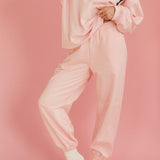 Fancy Fleece Cuffed Leg Sweatpants - Blush Pink