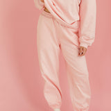 Fancy Fleece Cuffed Leg Sweatpants - Blush Pink