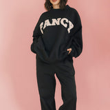 Fancy Oversized Fleece Mockneck - Charcoal Gray