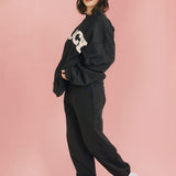 Fancy Fleece Cuffed Leg Sweatpants - Charcoal Gray