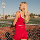 Fancy FitFlow Double Layered Tank - Crimson Red/White