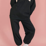 Fancy Fleece Cuffed Leg Sweatpants - Charcoal Gray