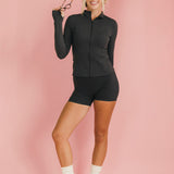 Fancy Fit Flow Front Zip Jacket -  Charcoal Gray