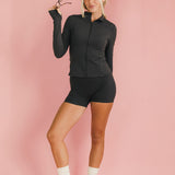 Fancy Fit Flow Front Zip Jacket -  Charcoal Gray