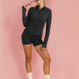 Fancy Fit Flow Front Zip Jacket -  Charcoal Gray