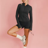 Fancy Fit Flow Front Zip Jacket -  Charcoal Gray