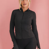 Fancy Fit Flow Front Zip Jacket -  Charcoal Gray