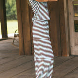 Fancy Striped Button Pants - Glacier/Chocolate (PREORDER 3 WEEKS)