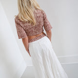 Makayle Double Layer Pleated Maxi Skirt -Brown/Cream Zebra