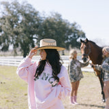 Fancy Oversized Fleece Mockneck - CAMO LETTERS/Light Pink (PREORDER)