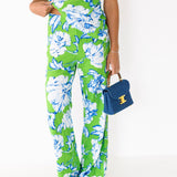 Sylvia Floral Print Pants - Green/White/Blue