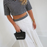 Delaney Double Layer Pleated Maxi Skirt - White/Black