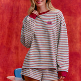 Essential Striped Long Sleeve - Garnet and Gold