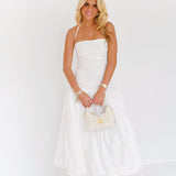Kristy Drop Waist  Midi Dress - White