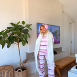 Ella Striped Sweater Pants Set - Lt Pink/Cream