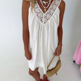 Danica Lace Trim Mini Dress - White