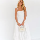 Kristy Drop Waist  Midi Dress - White
